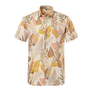 Mens Áo sơ mi giản dị của nam giới mùa hè mới ngắn tay áo nút Loose ve áo Hawaii in áo sơ mi Tops Ngắn Tay Áo sơ mi có cổ - Product Image 5