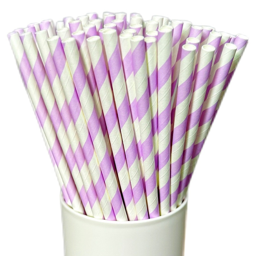 Smartops 6mm 8mm 10mm 12mm Wrapped Biodegradable Striped Paper Party Straws for Food & Beverage