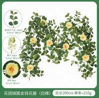 Vente chaude 2M Eucalyptus Vigne Guirlande Artificielle Camélia Rose Fleur Matière Plastique Pâques Mariage Maison Jardin Décoration