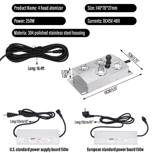4 Hoofd Mistbevochtiger Ultrasone Mistmaker Met 150W Voeding Waterfontein Vijver Mistmaker - Product Image 6
