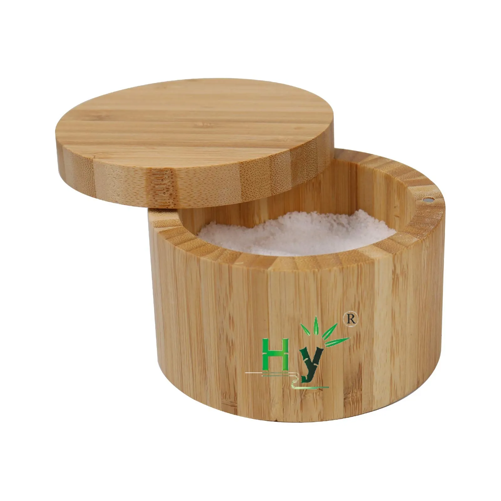 HONGHAOカスタマイズされた最高品質の竹塩セラー収納ボックス、磁気スイベル蓋付き