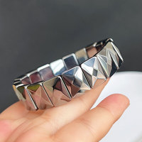 Bracelet Élastique Terahertz UJBOX en Gros, Bracelet Énergétique et de Santé en Argent Poli, Bracelet Magnétique Thérapeutique, Stock en Vrac
