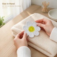 Nouveautés : Patch brodé tournesol soluble dans l'eau, blanc et jaune, en polyester, appliqué au crochet pour sacs et vêtements