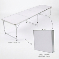 Table pliante en aluminium à 4 volets, extra longue, portable, pour le camping en plein air, avec poignée de transport, pour pique-nique et fête