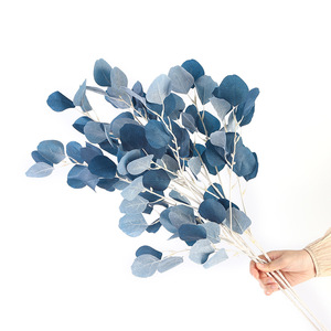 Bouquet de feuilles d'eucalyptus artificielles en soie, haute simulation, pour décoration intérieure et mariage, couleurs : violet, rose, bleu, vert, jaune, blanc - Product Image 3