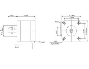 มอเตอร์ Shinano Kenshi 17 รุ่น STP-43D1079 1.8 องศา 0.257 นิวตันเมตร 42 มม. NEMA17 2 เฟส 4 สาย สำหรับหุ่นยนต์ 3 มิติ MXL - Product Image 1