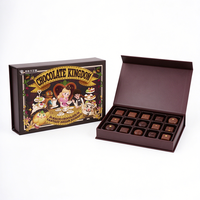 Boîte cadeau rigide de luxe personnalisée à fermeture magnétique, boîte à chocolat vide marron avec compartiments