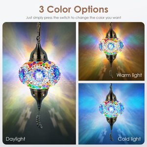 SIMIG squisito stile <span class=keywords><strong>Tiffany</strong></span> Blue1 marocchino luce pendente a sospensione 15 piedi cavo soffitto centrale a mosaico per soggiorno camera da letto - Product Image 2
