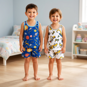 Conjunto de Verano para Niños Yantex, 2 Piezas, 100% Algodón Suprem, Camiseta sin Mangas y Pantalones Cortos Estampados, Transpirable, Ligero, Cómodo y Suave - Product Image 2
