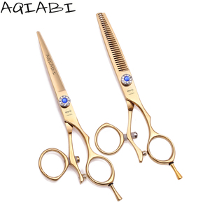 Tijeras Profesionales para Cabello AQIABI 440C de 5.5'' y 6'', Tijeras de Corte de Cabello Doradas, Tijeras de Entresacar para Peluquería A9019 - Product Image 1
