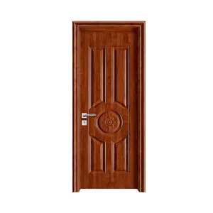 Porte en bois PVC mélamine design moderne pour chambre à coucher Projet Afrique Porte en bois intérieure économique en vente chaude