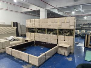 Arredamento di Lusso per Camera da Letto di Villa Letto Matrimoniale Moderno di Lusso <span class=keywords><strong>in</strong></span> Pelle e <span class=keywords><strong>Tessuto</strong></span> Queen e King Size - Product Image 2
