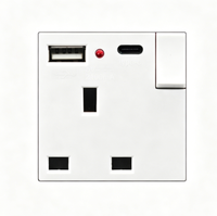 Interrupteur mural standard britannique de 146 mm avec port USB et Type C, 13A 250V, certifié CE ROHS, blanc, pour la rénovation de la maison et les projets hôteliers