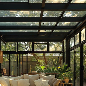 Véranda en verre préfabriquée moderne avec structure en aluminium et verre feuilleté, jardin d'hiver, serre, maison en verre - Product Image 6