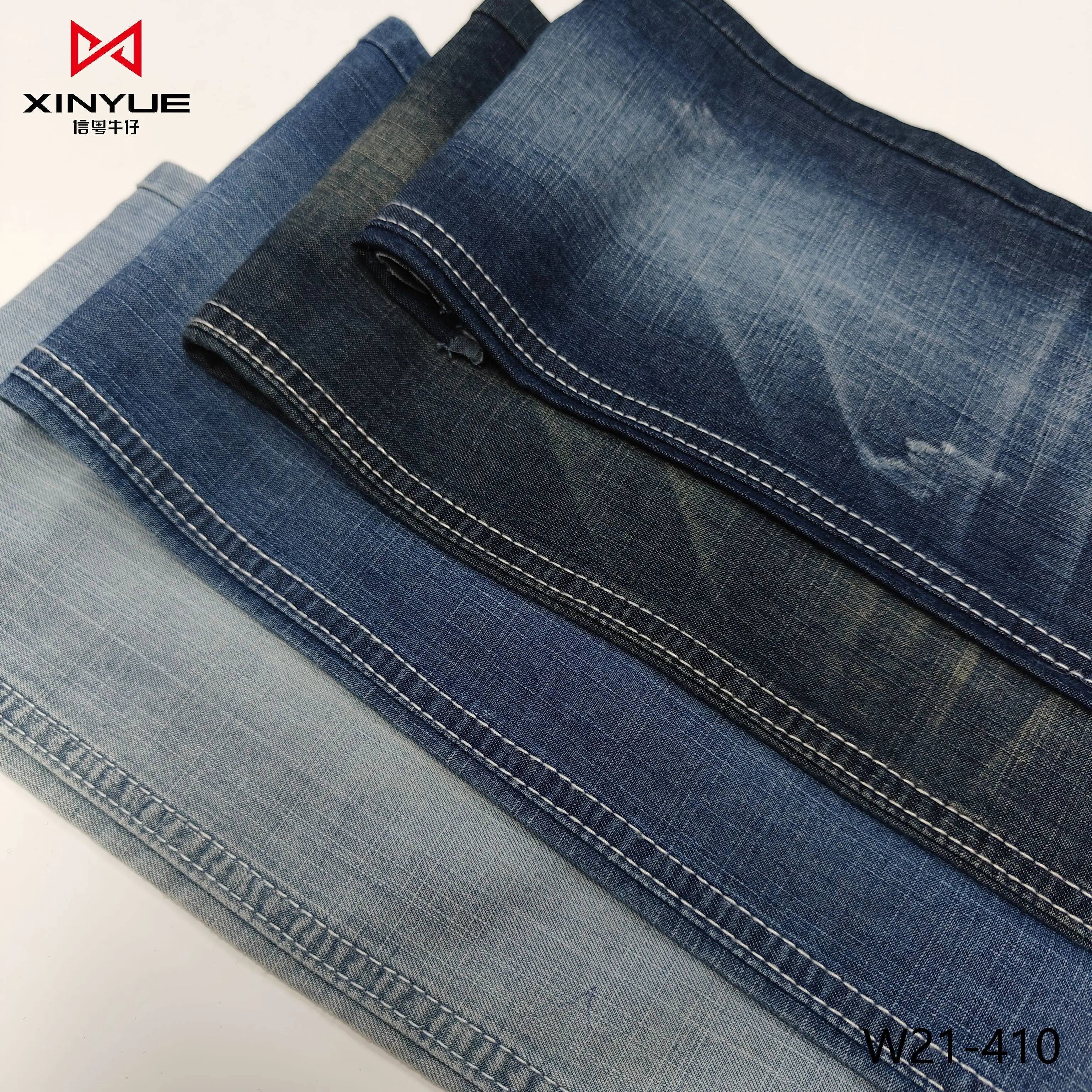 TC dicuci twill 80% katun 20% poliester 5.4oz kain denim sangat ringan untuk penjualan panas Kain jeans celup xinfuyuan koboi