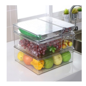 Creative House Multipurpose PET Clear Plastic Drawers Storage Organizer For Home Cabinet Pantry Refrigerator Food Storage Bin