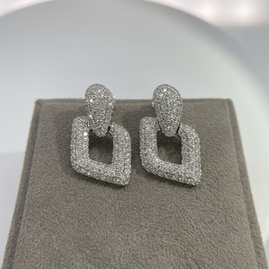 Pendientes de Diamantes Naturales en Forma Cuadrada de Oro Blanco de 14K, 3.10 CT SI, Certificados por IGI, Joyería de Lujo Moderna para Mujer, para Boda - Product Image 4
