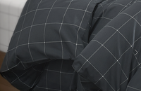 Couette personnalisée 100% coton Queen Gingham gris foncé, douce et respirante, en sergé avec 8 attaches d'angle intérieures, double couche, fabrication artisanale