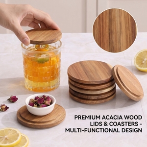 Vietnam WeWood Wholesale Wooden Cup Lid Stepped Round Mug Cover Timber Coffee Cup Tops Universal Drinkware Replacement <b>Cap</b> - Product Image 4