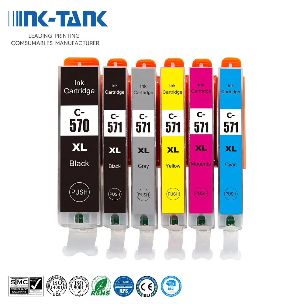 INK-TANK PGI 570 PGI-570XL CLI 571 CLI-570XL Premium uyumlu renkli mürekkep püskürtmeli mürekkep Canon için kartuş MG5750 MG7751 yazıcı