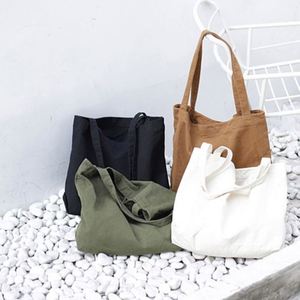 Bolsa de Mano de Lona de Algodón de 16 oz, Gran Capacidad, con Bolsillo Interior, Doble Uso, para Estudiantes, Viajes, Compras, Bolsa de Hombro - Product Image 6