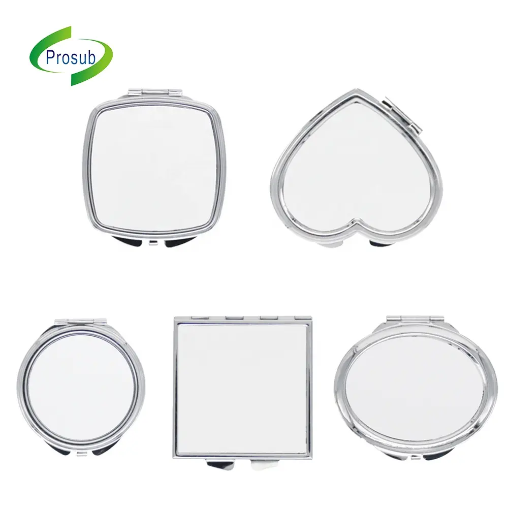Prosub individueller kompakter Taschenspiegel für Make-Up Sublimationsspiegel kleiner faltbarer tragbarer doppelseitiger Sublimations-Kosmetikspiegel