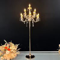 Support de Décoration de Scène de Mariage de Haute Qualité, Nouvelle Arrivée, avec Lumières LED et Porte-Bougie Électroplaqué en Fer