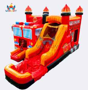 Fire Engine <b>Inflatable</b> Bounce <b>House</b> with Slide - Commercial Grade Fire Truck Themed Bouncer for Kids Party Rentals - Product Image 3