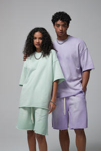 Conjunto de Camiseta y Pantalones Cortos de Alta Calidad 100% Algodón para Hombre, Estilo Francés, Talla Grande, 2 Piezas, Color Sólido, Manga Corta, Personalizado - Product Image 5