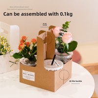 Élégant porte-gobelet d'été pour café lait thé boîte à fleurs en papier Kraft emballage à emporter sac à main Bouquet boîte-cadeau gaufrage impression