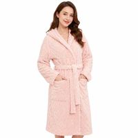 Peignoir en molleton corail extra long personnalisé, épais et chaud, en microfibre thermique pour femme, idéal pour l'hiver et l'hôtellerie