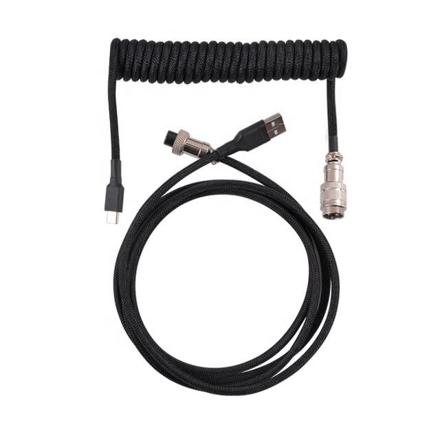 Braid USB Type C GX12 Aviator Coil Coiled Mechanical Keyboard Gaming Keyboard Cable Paracord