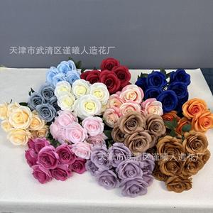 Fleurs artificielles Jinxi, roses hollandaises à 9 têtes, 40 cm, bouquet de mariage en soie, décoration de la maison, accessoires de photographie - Product Image 2