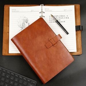 Vintage Journal Loose-<b>leaf</b> A5 Business Office Notebook for Business Office Stationery Cowhide Cover Notebook - Product Image 4