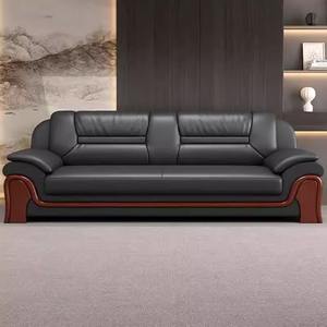 आधुनिक सरल कार्यालय चमड़े के सोफे सेट व्यवसाय स्वागत तीन लोगों की बैठक लाउंज क्षेत्र कॉफी टेबल संयोजन लिविंग रूम - Product Image 2