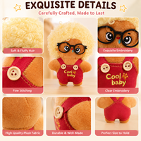 Nouvel Arrivage Porte-clés Peluche Humanoïde Unique et Créative, Figurine Cheveux Bouclés avec Lunettes, Rembourrée en Coton PP Doux, 12 cm, Décoration de Sac