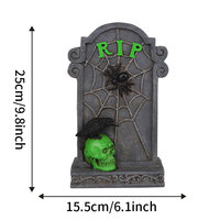 Décorations de Halloween sur mesure : Statue de pierre tombale RIP réaliste en résine, peinte à la main, avec corbeau et araignée, pour extérieur et jardin hanté