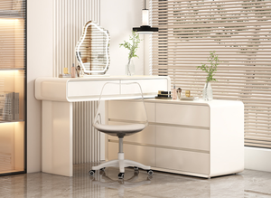 Coiffeuse moderne en panneaux éco-responsables couleur crème avec rangement pour chambre à coucher, à poser au sol, origine Chine - Product Image 5