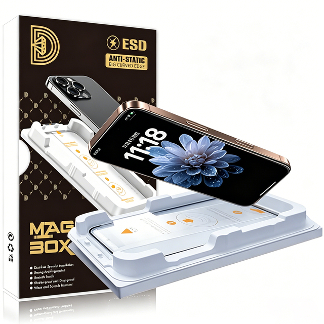 Dust Removal Magic Box Screen Protector for Iphone 17 16 15 14 13 12pro Max 18 Easy Install Tempered Glass Film Auto Alignment