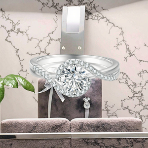 Moissanite Engagement <b>Ring</b> D Color VVS1 Clarity Lab Created Brilliant <b>925</b> Sterling <b>Silver</b> <b>Ring</b> - Product Image 3