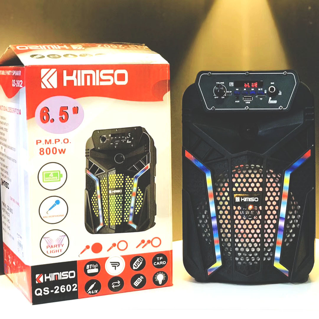QS-2602 6.5Inch Kimiso Karaoke Trolley Speaker with Wireless Mic 2.0 Channel 10-30W Remote Control