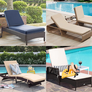 Chaise longue <span class=keywords><strong>de</strong></span> jardin en rotin moderne pour villa, cour, bord <span class=keywords><strong>de</strong></span> piscine, <span class=keywords><strong>plage</strong></span>, avec design pliable - Product Image 1