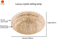 Plafonnier LED en cristal avec base en fer Zhongyi, télécommande, design moderne, finition chromée, compatible 220V, éclairage pour la maison et le bureau