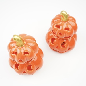 Lanterne citrouille LED en céramique classique personnalisée, couleur personnalisée en relief, best-seller 2025, pour Halloween et Thanksgiving - Product Image 2