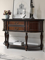 Console d'entrée de style américain, meuble de rangement en bois massif pour couloir, étagère murale semi-circulaire de style campagnard vintage