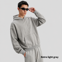 Sweat-shirts promotionnels épais doublés polaire pour hommes 365g, coupe ample délavée style vintage, pull-over, marque privée, OEM disponible