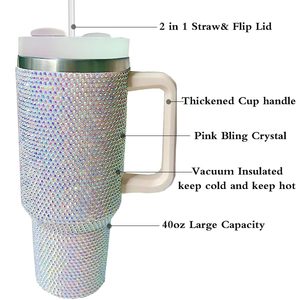 กระติกน้ำเก็บความร้อนสุดหรู ขนาด 40 ออนซ์ ประดับเพชร ป้องกันการรั่วซึม ปราศจากสาร BPA ผลิตจากสแตนเลส พร้อมหูจับและฝาปิด  เก็บอุณหภูมิได้นาน 6-12 ชั่วโมง ของขวัญสุดพิเศษ ขายดี - Product Image 5
