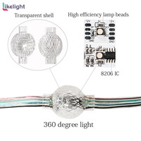 Guirlandes lumineuses à billes miniatures adressables à 360 degrés, 25 mm, UCS1903 WS2811 RGB SMD3535, DC12V, IP67, pour la décoration extérieure des fêtes