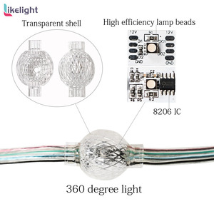 Guirlandes lumineuses à billes miniatures adressables à 360 degrés, 25 mm, UCS1903 WS2811 RGB SMD3535, DC12V, IP67, pour la décoration extérieure des fêtes - Product Image 5