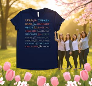 Camiseta de manga corta con cuello redondo para mujer Lead Soar, 100% algodón, camiseta con estampado de fuerza feminista, ropa informal para el mes de la historia de las mujeres - Product Image 2
